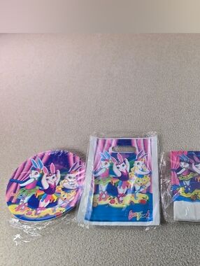 Vintage Lisa Frank Ballerina Bunnies Party Supplies Lot Plates Napkins